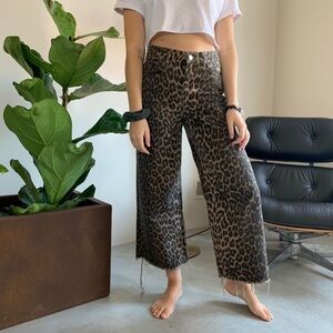 Zara Leopard Print crop wide leg pants Size 00